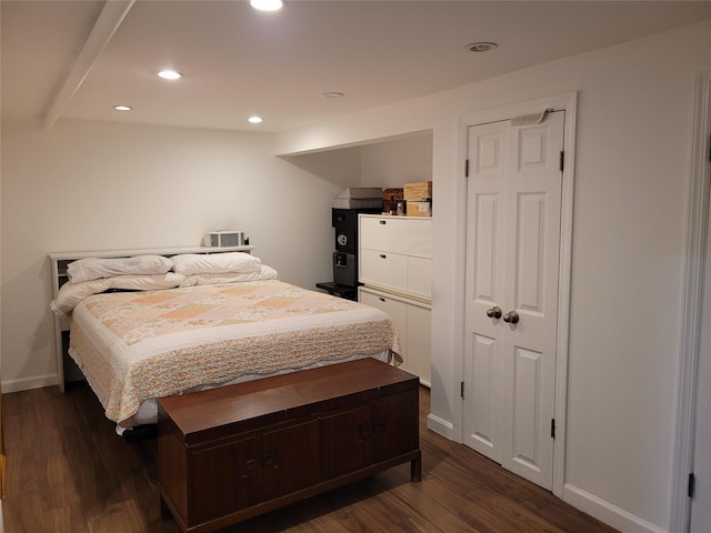 3039 Fulton St, Brooklyn, NY 11208 - bedroom featuring dark wood-style floors, baseboards, and recessed lighting