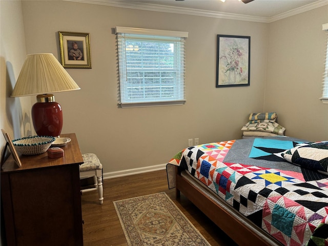 7 Yorkshire Ave, Stony Brook, NY 11790 - bedroom featuring dark wood-style floors, ornamental molding, and baseboards