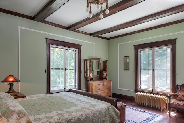 8 Elmer Galloway Rd, Katonah, NY 10536 - bedroom with radiator heating unit, beamed ceiling, and wood finished floors