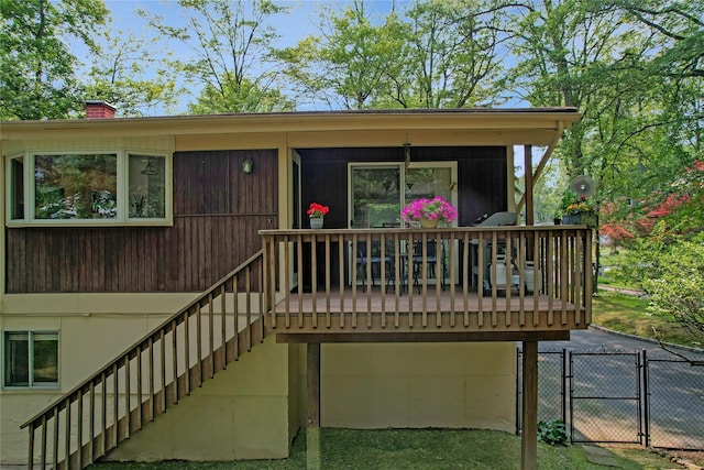 2 Hedge Row, New City, NY 10956 - entrance to property featuring a chimney and a wooden deck