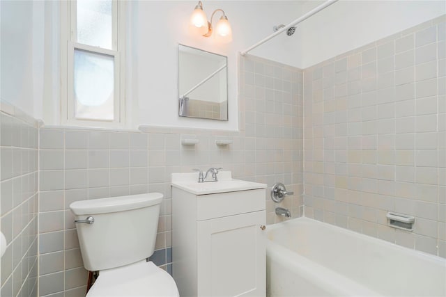 9430 Ridge Blvd Unit 6F, Brooklyn, NY 11209 - bathroom featuring vanity, shower / tub combination, toilet, and tile walls
