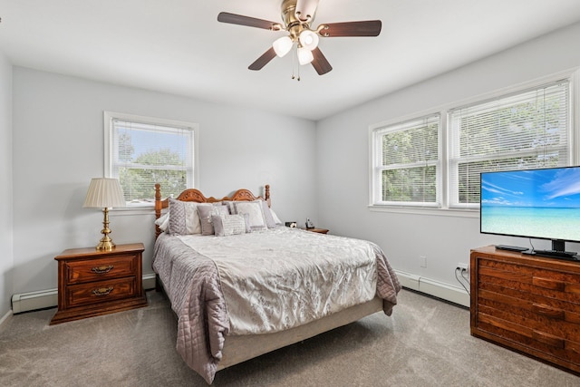 118 Standish Dr, Pearl River, NY 10965 - bedroom featuring baseboard heating, carpet floors, and a ceiling fan