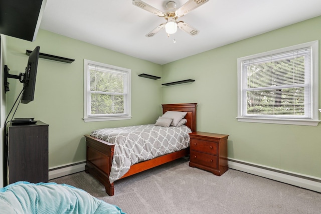 118 Standish Dr, Pearl River, NY 10965 - carpeted bedroom featuring baseboard heating and a ceiling fan