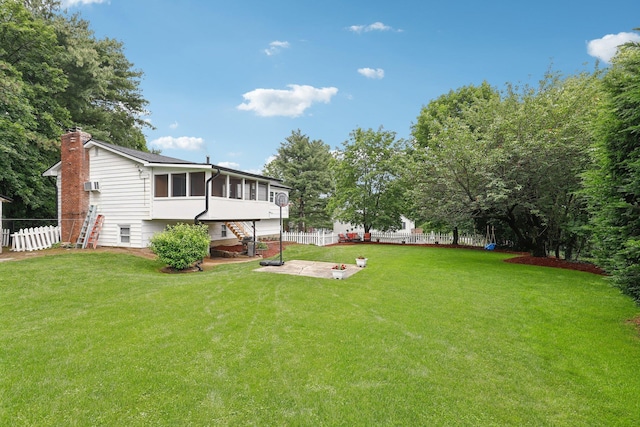 118 Standish Dr, Pearl River, NY 10965 - view of yard with a patio, a sunroom, and stairs