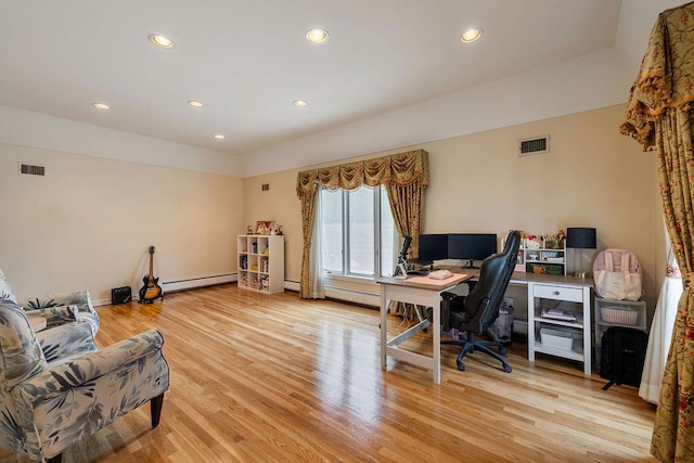 15 Dunmore Rd, New City, NY 10956 - office featuring baseboard heating, light wood finished floors, and recessed lighting