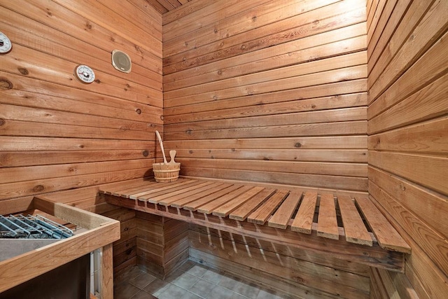 15 Dunmore Rd, New City, NY 10956 - sauna / steam room featuring wooden walls and tile patterned floors