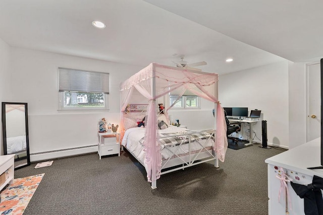 15 Dunmore Rd, New City, NY 10956 - bedroom featuring a baseboard heating unit, carpet floors, recessed lighting, and a desk