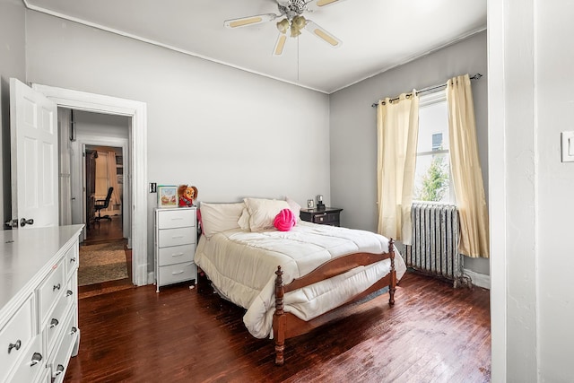115 Primrose Ave, Mount Vernon, NY 10552 - bedroom featuring radiator, dark wood-type flooring, and a ceiling fan