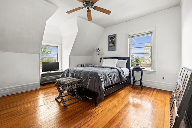 115 Primrose Ave, Mount Vernon, NY 10552 - bedroom featuring light wood finished floors, lofted ceiling, and a ceiling fan