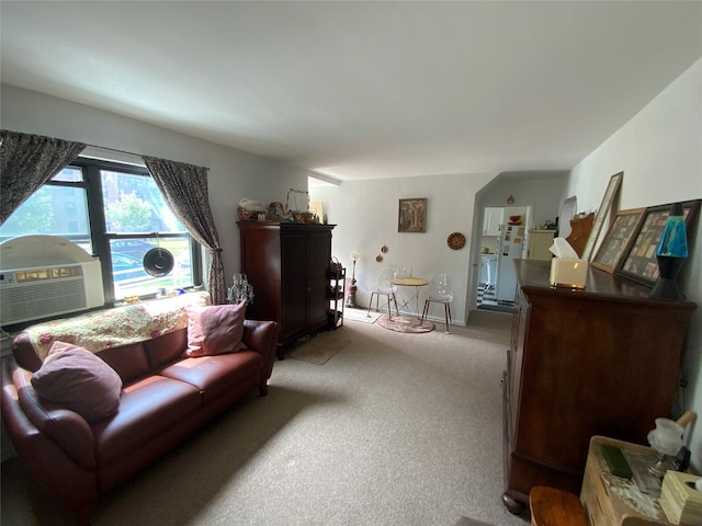 73-19 217th St Unit Nd, Oakland Gardens, NY 11364 - living room with light colored carpet and cooling unit