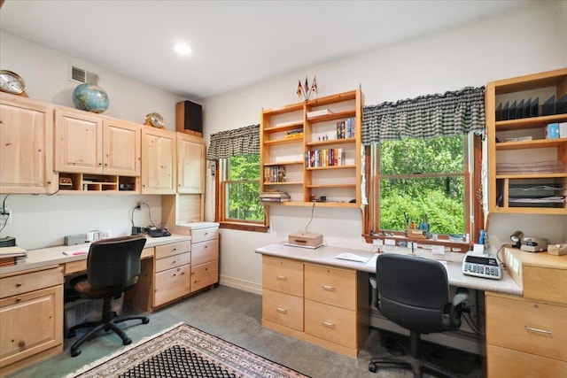 1034 Rte 292, Holmes, NY 12531 - home office with built in desk, carpet floors, and recessed lighting