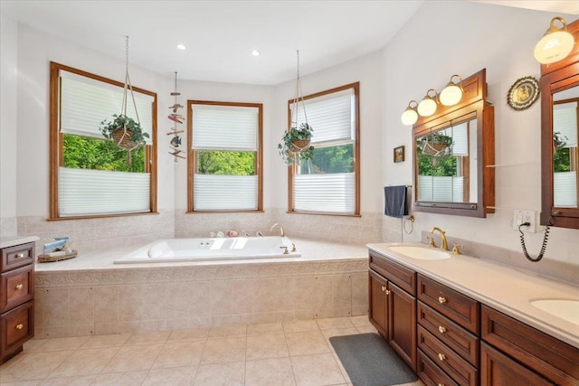 1034 Rte 292, Holmes, NY 12531 - full bath with double vanity, a garden tub, and tile patterned flooring