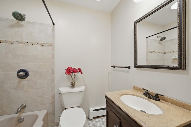 99 Furnace Dock Rd, Croton-On-Hudson, NY 10520 - bathroom featuring a baseboard heating unit, vanity, toilet, tub / shower combination, and baseboards