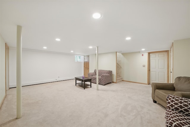 99 Furnace Dock Rd, Croton-On-Hudson, NY 10520 - living area featuring recessed lighting, light carpet, and baseboards