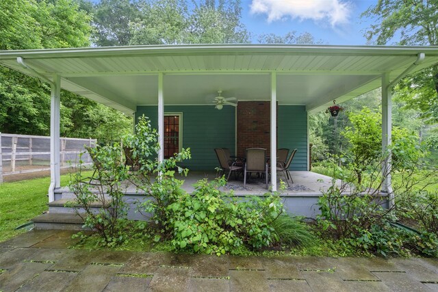 99 Furnace Dock Rd, Croton-On-Hudson, NY 10520 - view of patio with a ceiling fan and outdoor dining space