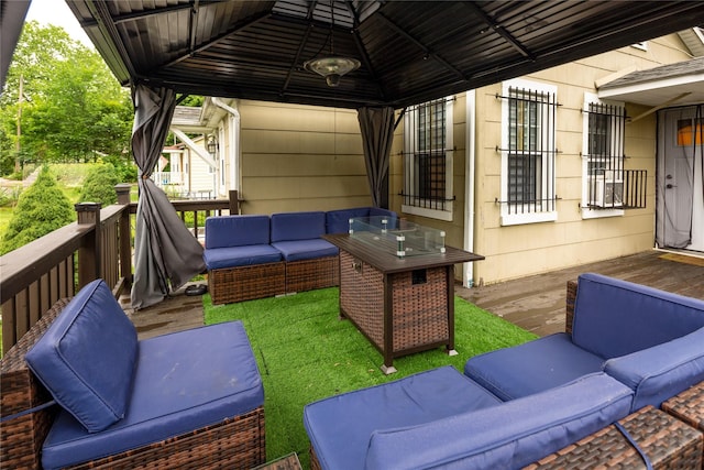 33 Hollowbrook Ct N, Cortlandt Manor, NY 10567 - view of patio / terrace with an outdoor hangout area, a gazebo, and a deck