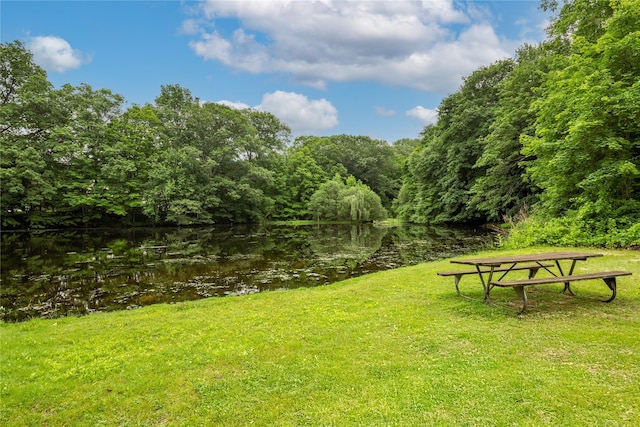 33 Hollowbrook Ct N, Cortlandt Manor, NY 10567 - view of grassy yard featuring a water view and a wooded view