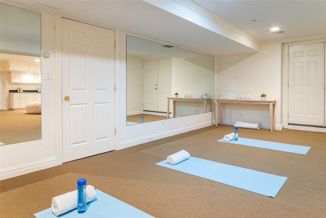 21 Dorann Rd, Purchase, NY 10577 - exercise area with carpet floors and recessed lighting
