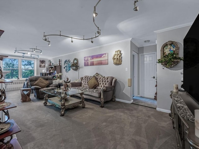 241-20 Northern Blvd Unit 6J, Little Neck, NY 11362 - carpeted living area featuring crown molding and a chandelier