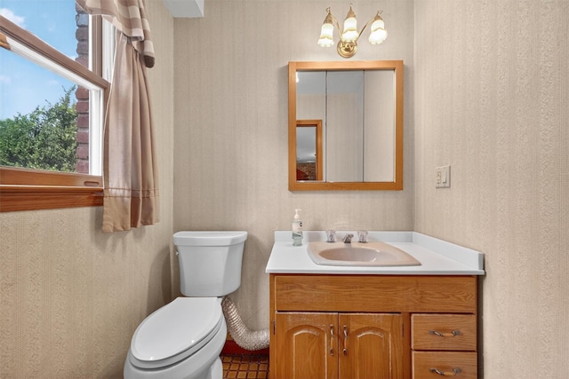 169 Rte 118, Yorktown Heights, NY 10598 - bathroom with vanity and wallpapered walls