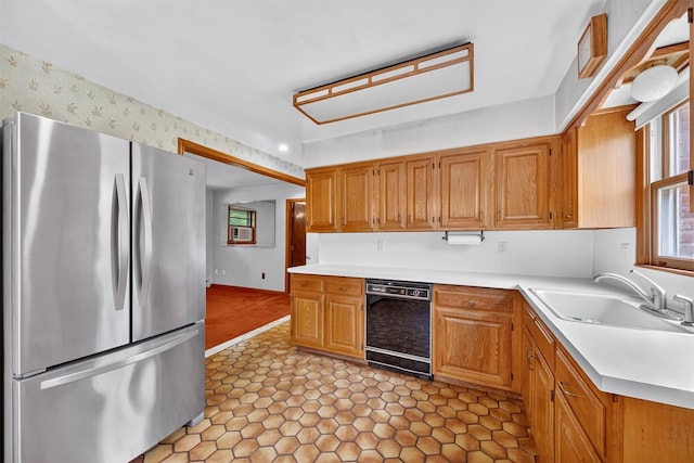 169 Rte 118, Yorktown Heights, NY 10598 - kitchen with freestanding refrigerator, dishwasher, and light countertops