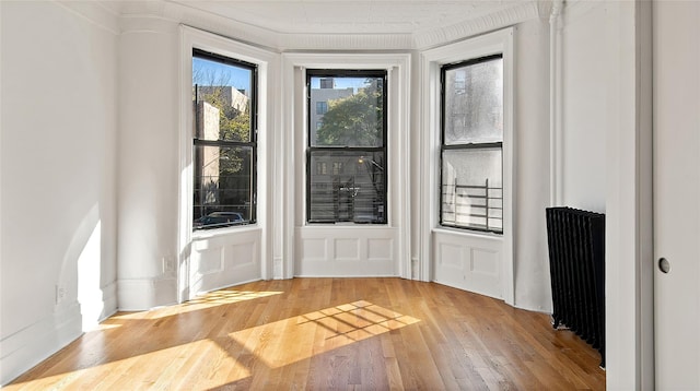 1037 College Ave, Bronx, NY 10456 - doorway featuring radiator, a decorative wall, and wood finished floors