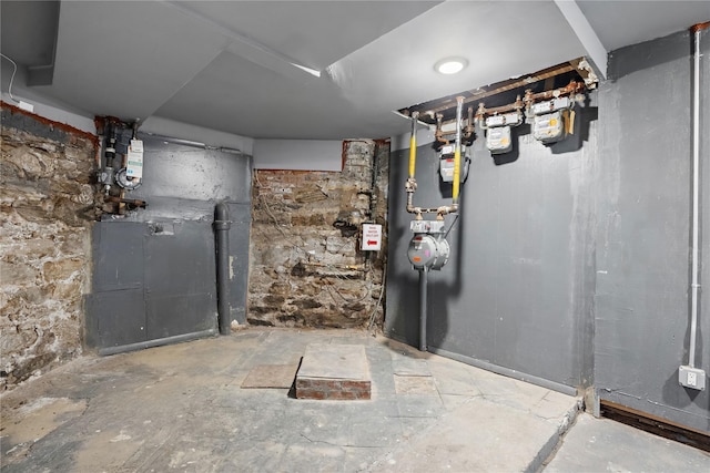 1037 College Ave, Bronx, NY 10456 - unfinished basement featuring gas meter and heating unit