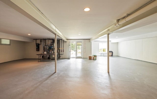 5 Hickory Ct, Manhasset, NY 11030 - basement with recessed lighting and gas water heater