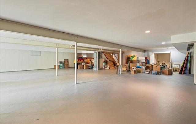 5 Hickory Ct, Manhasset, NY 11030 - finished basement with stairway and recessed lighting