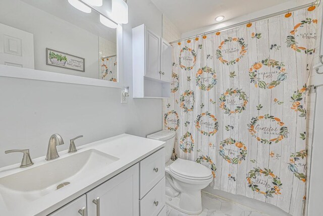 42 Springwood Dr, North Babylon, NY 11703 - full bath with vanity, toilet, and curtained shower
