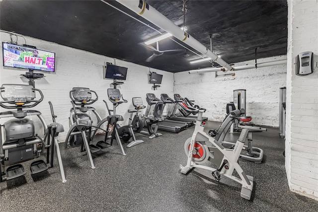 2187 Holland Ave Unit 2J, Bronx, NY 10462 - gym featuring brick wall