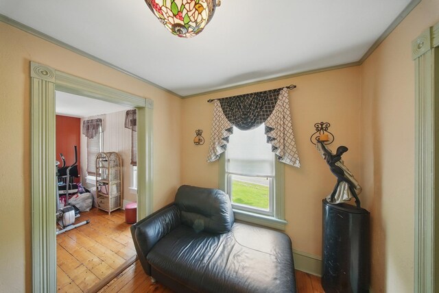 482 Scotchtown Ave, Middletown, NY 10941 - living area with hardwood / wood-style floors and crown molding