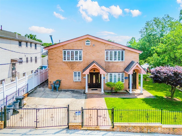 145-04 21st Ave, Whitestone, NY 11357 - traditional-style home featuring a gate, brick siding, and a fenced front yard