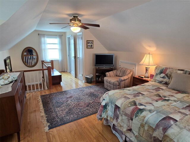 29 Irving St, Valley Stream, NY 11580 - bedroom featuring vaulted ceiling, wood finished floors, and ceiling fan
