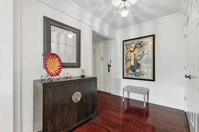 1833 Palmer Ave Unit 2C, Larchmont, NY 10538 - hall with dark wood-style flooring, baseboards, and ornamental molding