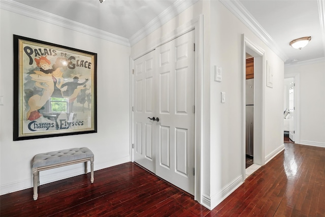 1833 Palmer Ave Unit 2C, Larchmont, NY 10538 - hall with wood-type flooring, baseboards, and ornamental molding