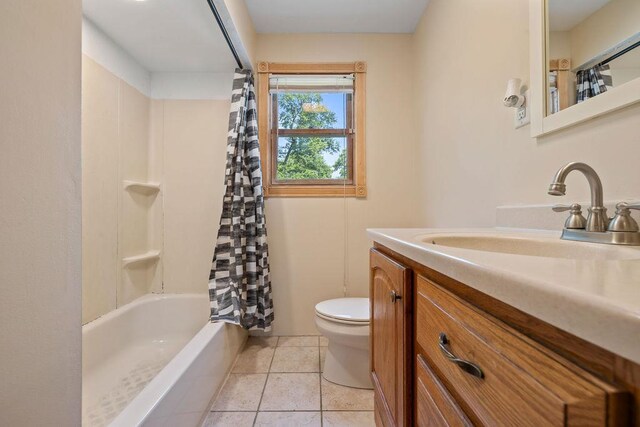 4 W Burda Pl, New City, NY 10956 - full bathroom featuring toilet, vanity, shower / bathtub combination with curtain, and tile patterned flooring