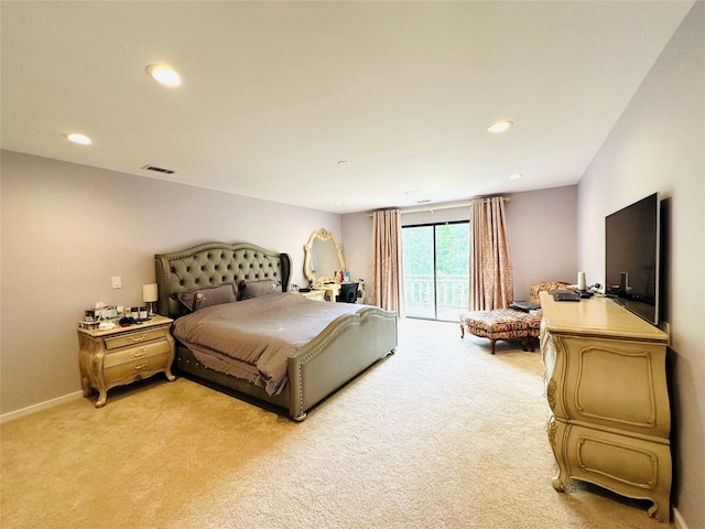 12 Yale Dr, Manhasset, NY 11030 - bedroom with light carpet, recessed lighting, baseboards, and access to exterior