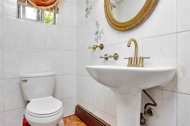 32 Cedar St, Lindenhurst, NY 11757 - bathroom featuring tile walls and toilet