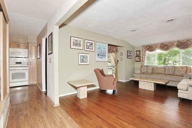 11 Claremont Ln, Suffern, NY 10901 - living room featuring wood finished floors and lofted ceiling