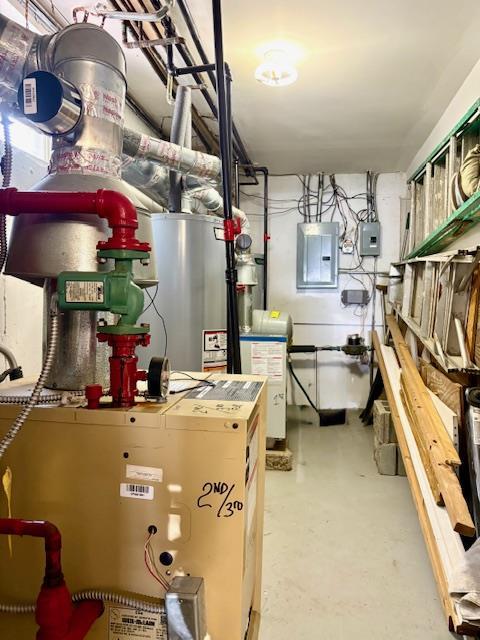 148 Bch 97th St, Rockaway Beach, NY 11693 - utilities with gas water heater, electric panel, and a heating unit