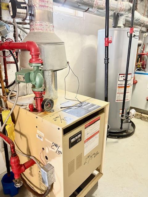 148 Bch 97th St, Rockaway Beach, NY 11693 - utility room with gas water heater and a heating unit