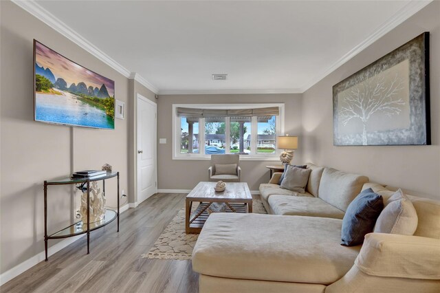 738 Craft Ave, Franklin Square, NY 11010 - living area with wood finished floors and crown molding