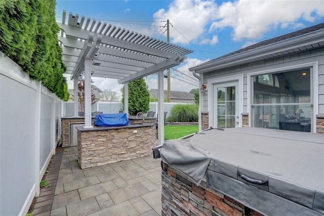738 Craft Ave, Franklin Square, NY 11010 - fenced backyard featuring area for grilling, a pergola, and a patio area
