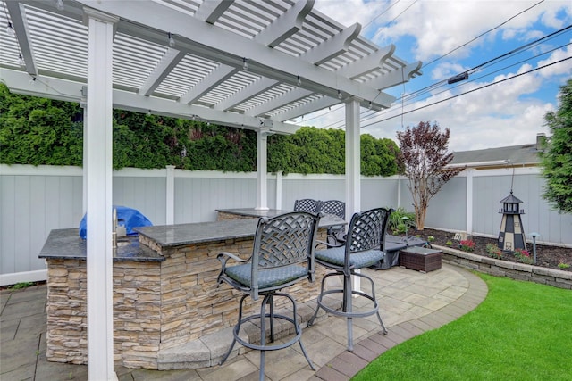 738 Craft Ave, Franklin Square, NY 11010 - fenced backyard with a pergola and a patio area