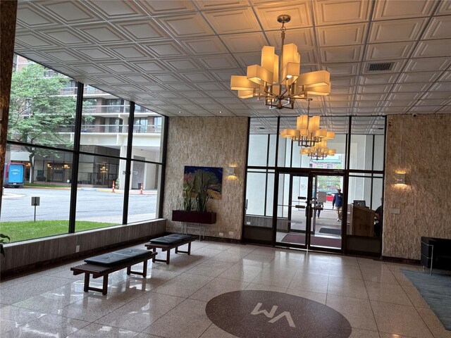 152-18 Union Tpke Unit 9P, Flushing, NY 11367 - community lobby with an ornate ceiling and a wall of windows