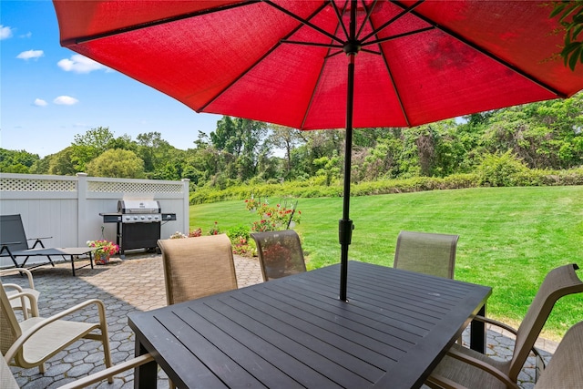 81 Hidden Ridge Dr, Syosset, NY 11791 - view of patio / terrace featuring outdoor dining space and a grill