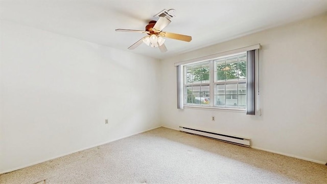 377C Woodbridge Dr, Ridge, NY 11961 - carpeted spare room with baseboard heating and a ceiling fan