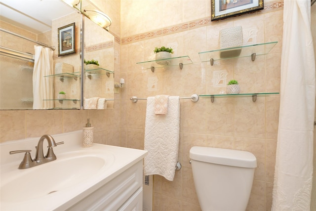 1319 E 86th St, Brooklyn, NY 11236 - full bathroom with tile walls, vanity, and a shower with curtain
