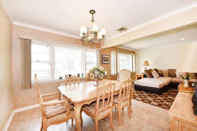 8519 212th St, Hollis Hills, NY 11427 - dining area with a chandelier and crown molding